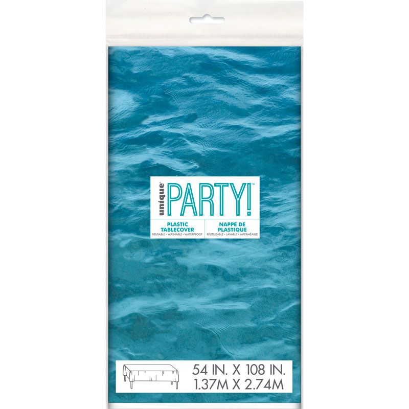 Ocean Waves Pattern Plastic Party Table Cover (137x274 cm) - Anilas UK