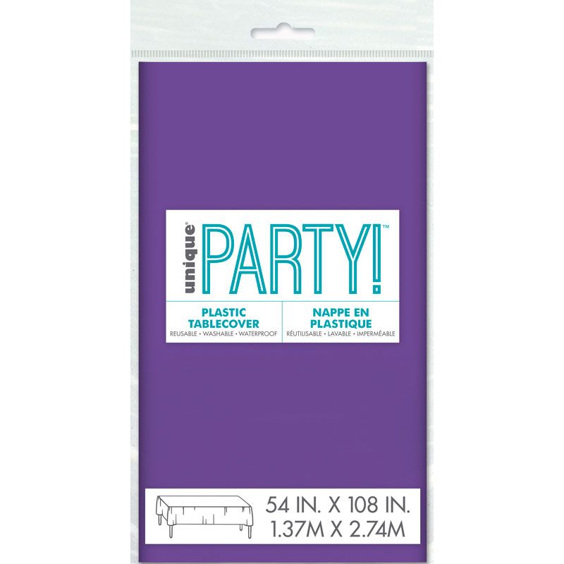 Neon Purple Plastic Table Cover (137x274 cm) - Anilas UK