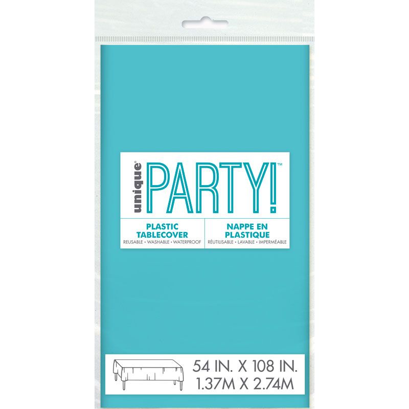 Terrific Teal Plastic Table Cover (137x274 cm) - Anilas UK