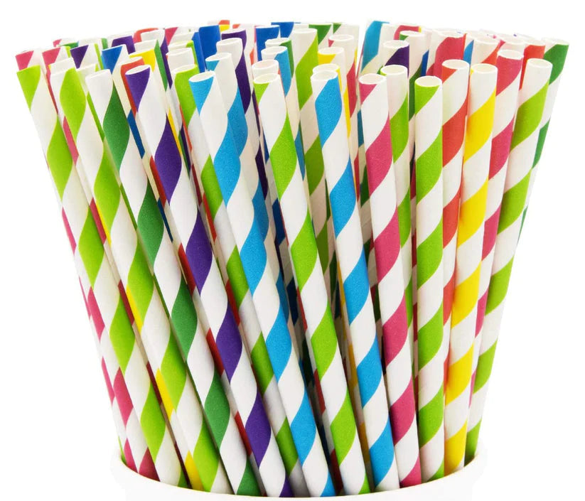 Assorted Stripe Paper Straws (Pack of 50) - Anilas UK