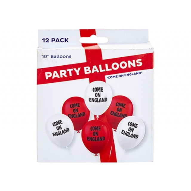 Come On England Latex 10" Balloons (Pack of 12)