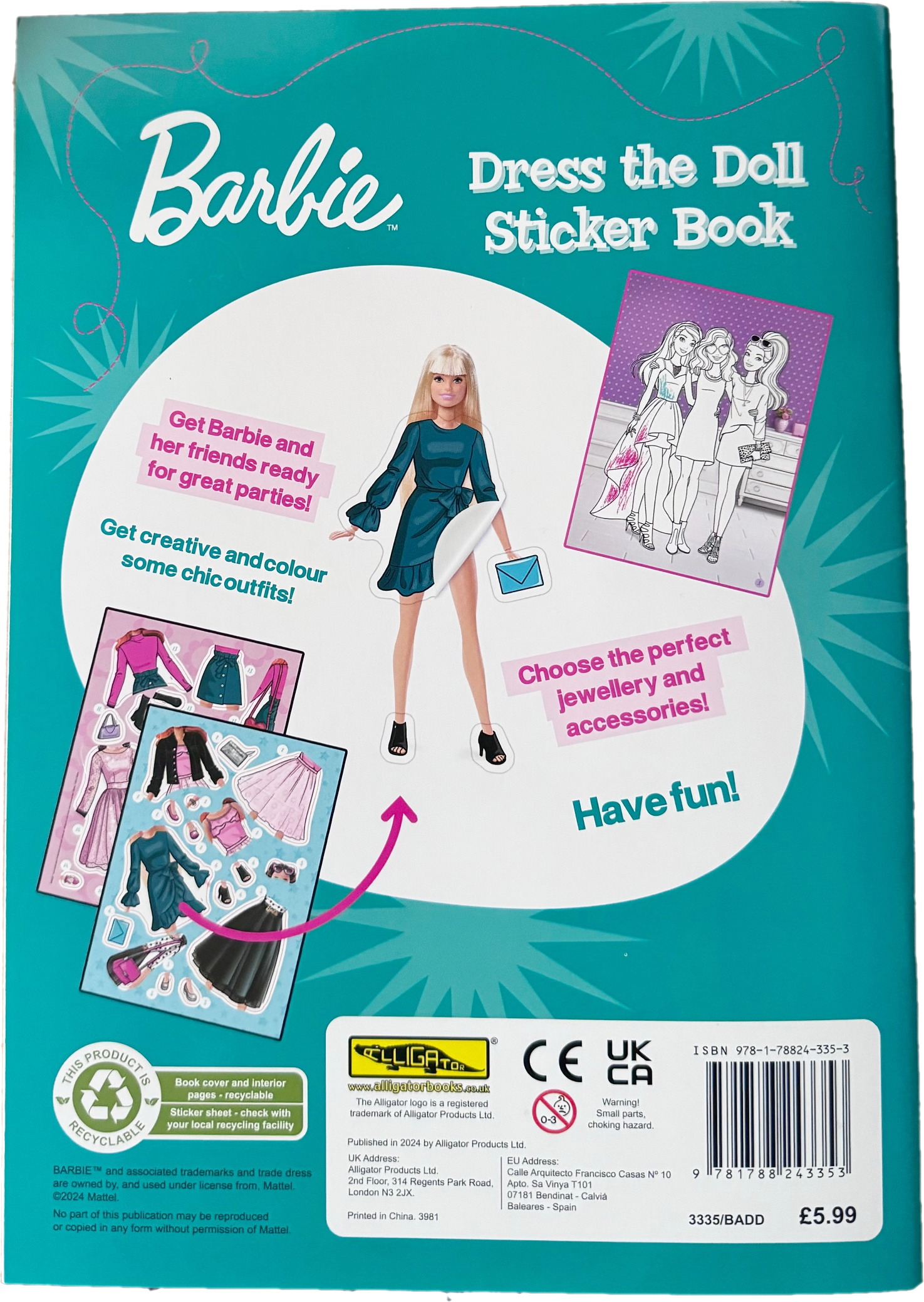 Barbie Dress the Doll Sticker Book - Anilas UK