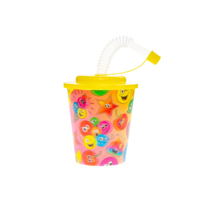 Smiley Face Drinking Cup Tumbler With Straw