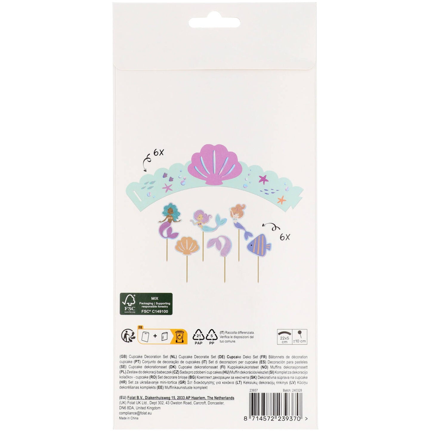 Cupcake Deco Set - Mermaid Magic (6 sets) - Anilas UK