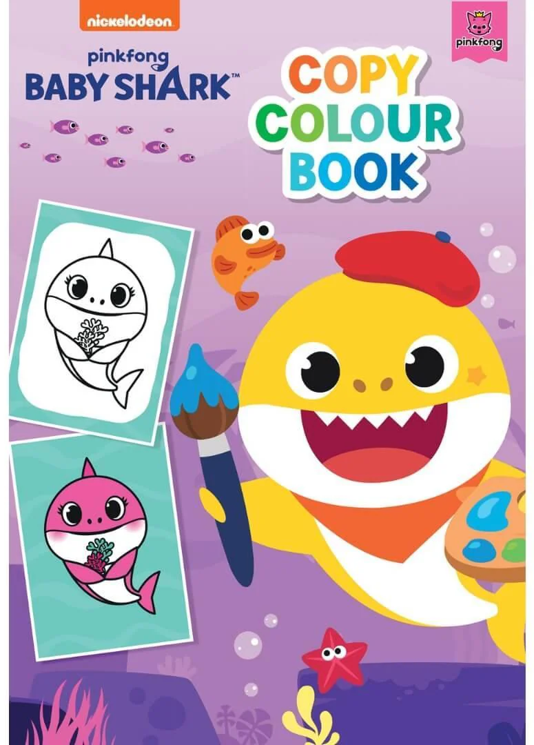 Baby Shark Copy and Colour Colouring Book - Anilas UK