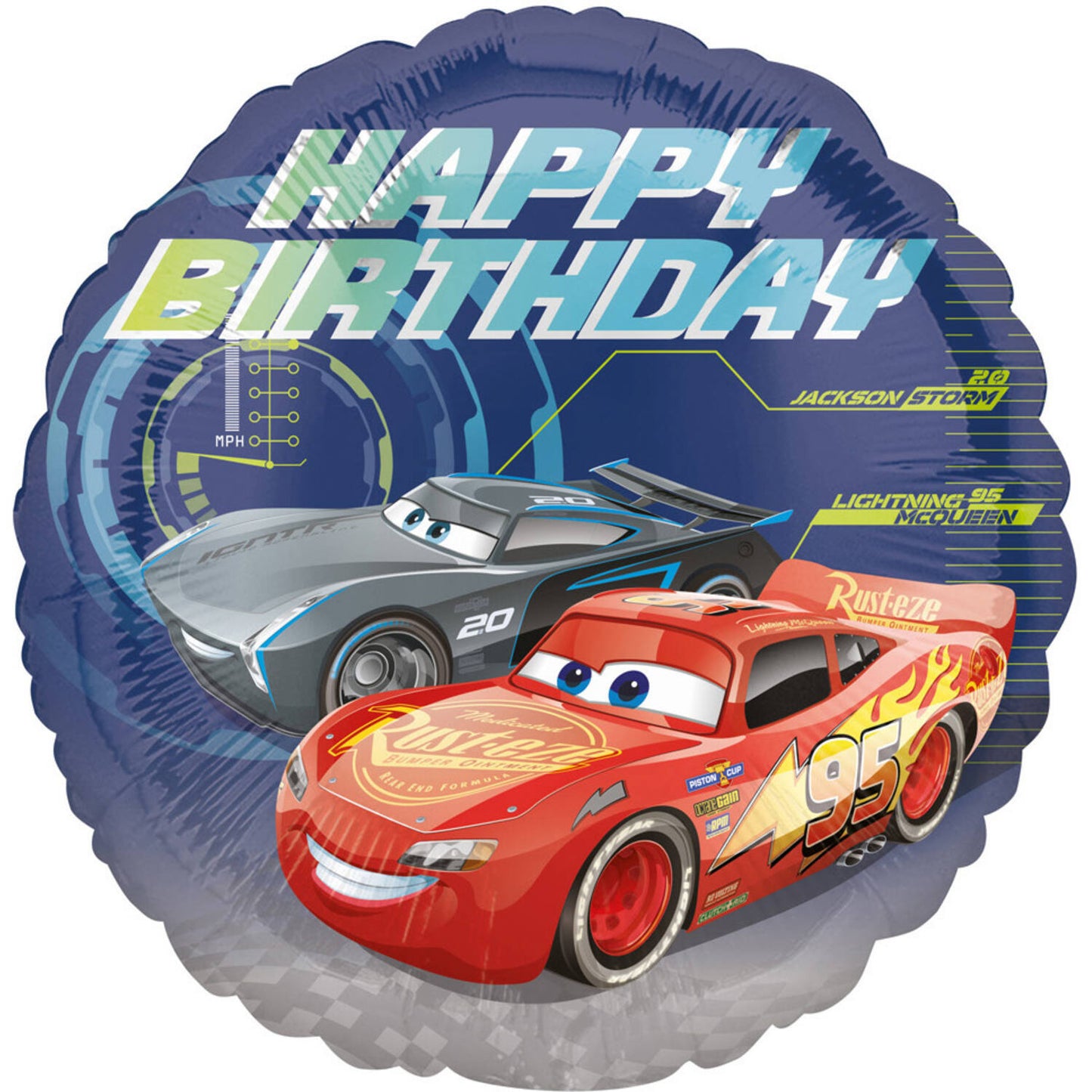 Disney Cars "Happy Birthday" Foil Balloon 43cm - Anilas UK