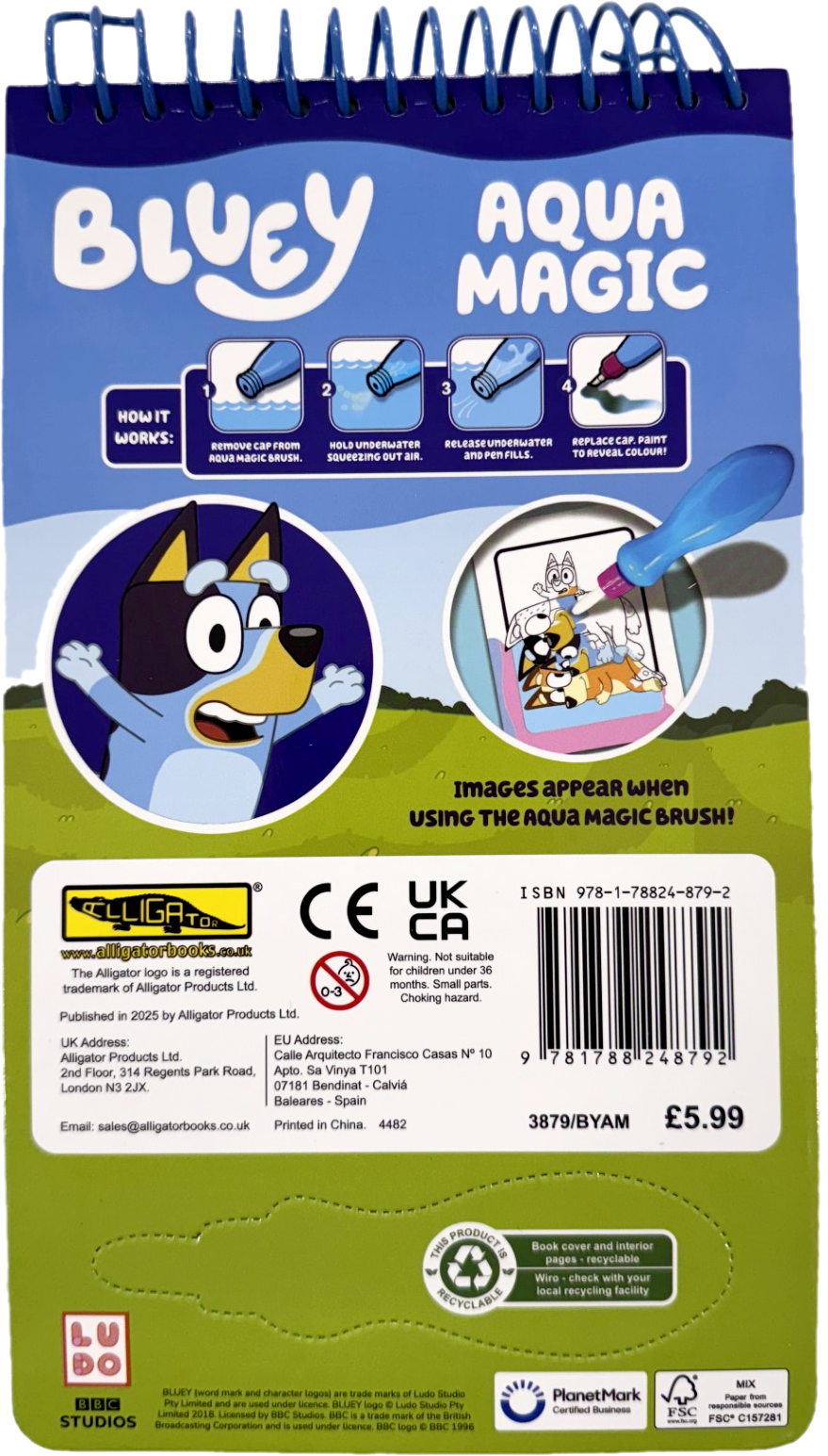 New Bluey Aqua Magic Colouring Book - Anilas UK