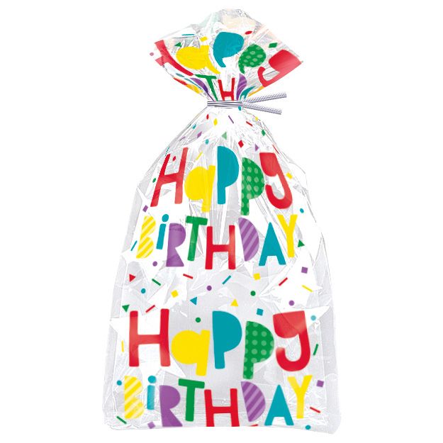Colourful Happy Birthday Cellophane Bags Pack of 20 - Anilas UK