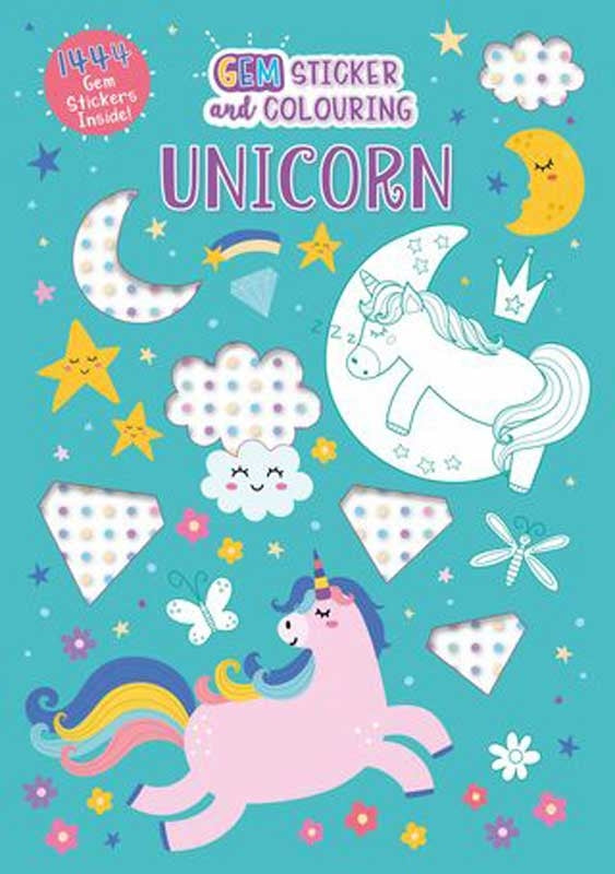 Unicorn Gem Sticker and Colouring Book - Anilas UK