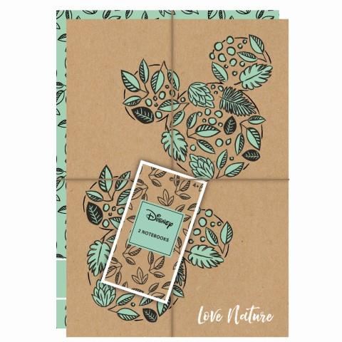 Disney Mickey Mouse Eco Kraft A5 Floral Notebooks (Pack of 2) - Anilas UK