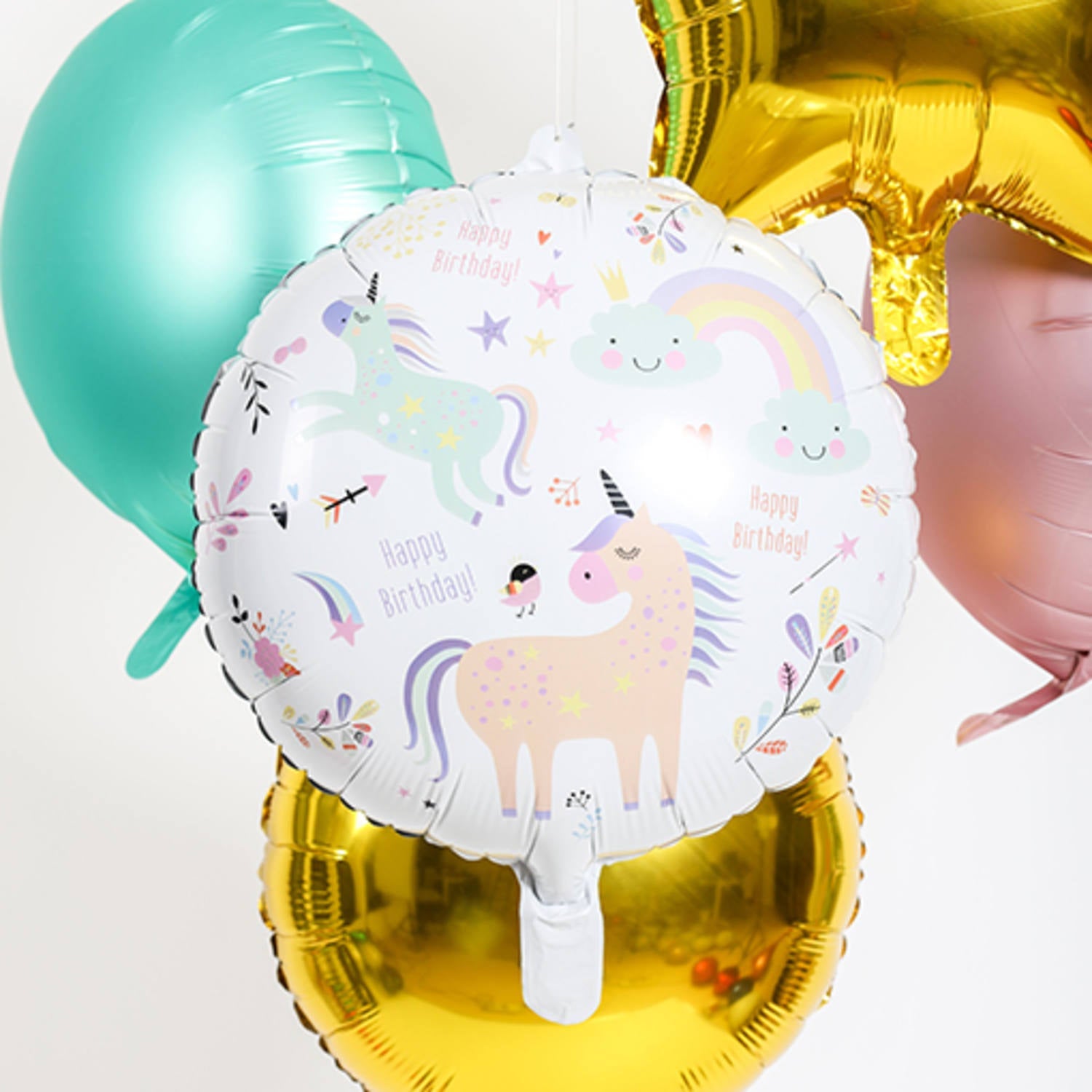 Unicorns & Rainbows Foil Birthday Party Balloon - "Happy Birthday" -  (45 cm) - Anilas UK