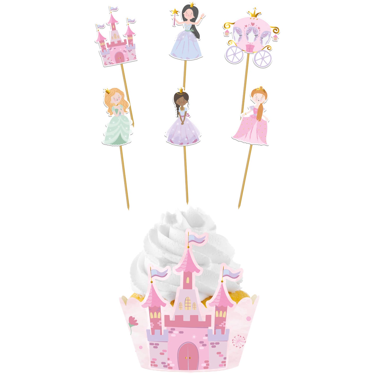 Cupcake Deco Set - Pretty Princess (6 sets) - Anilas UK