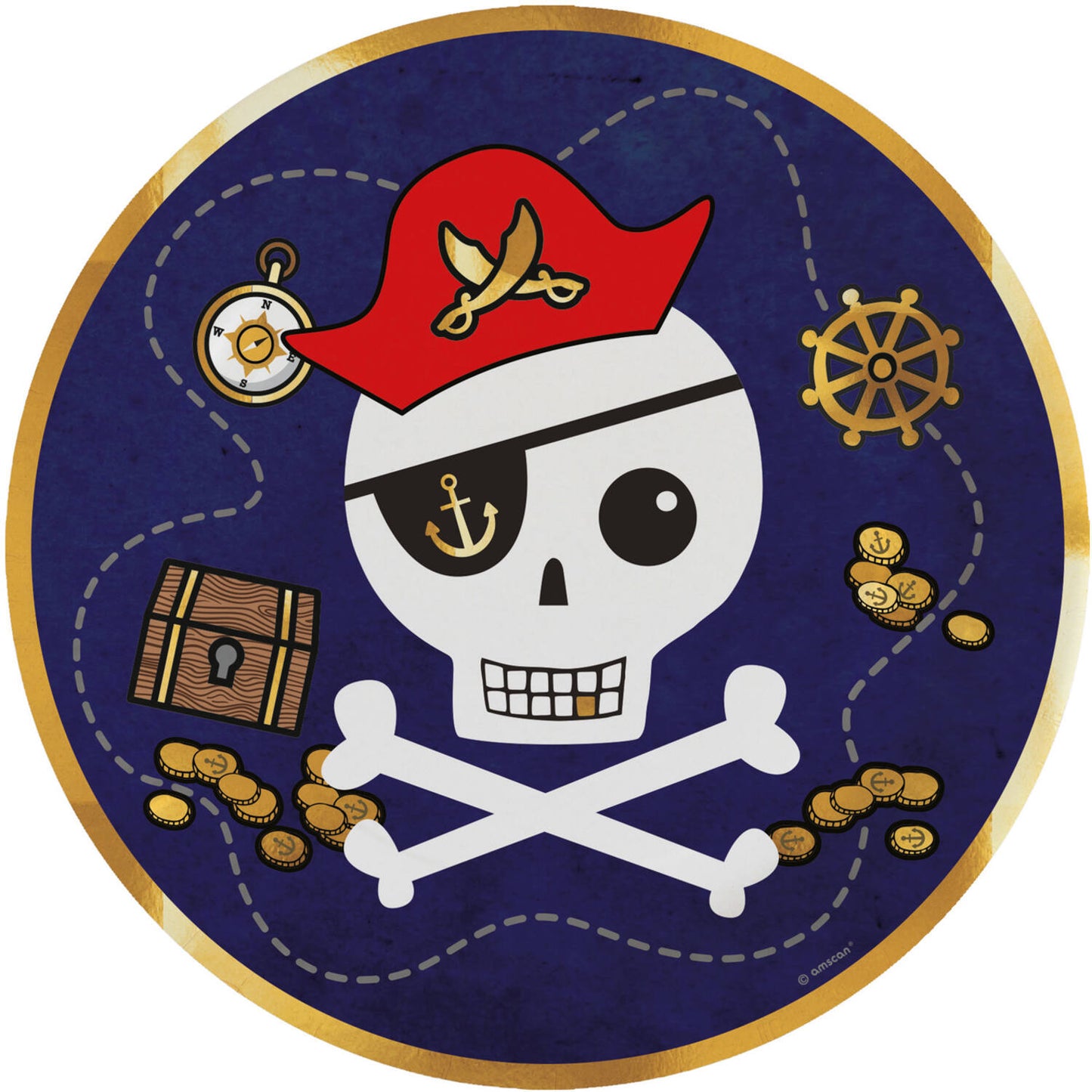 Pirates Map Paper Plates 23 cm (Pack of 8)
