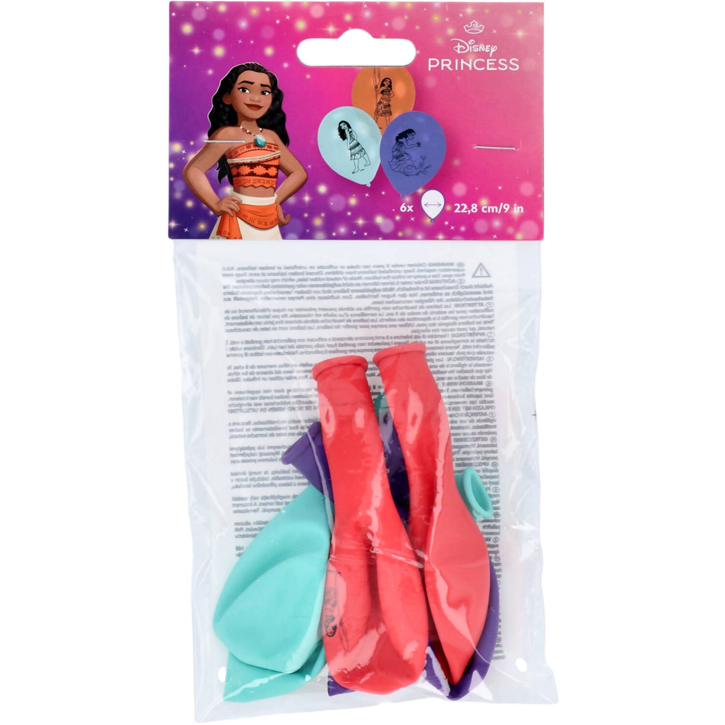 Disney Princess Moana Latex Balloons 23 cm, 6 Pack