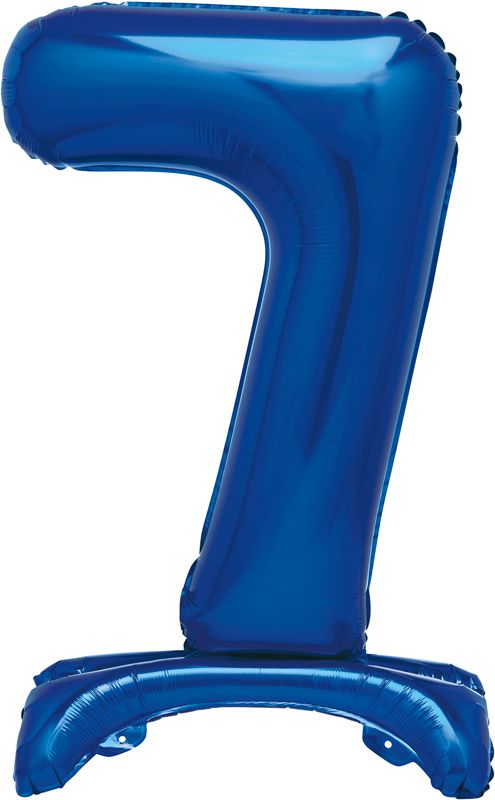 Age 7 Floor Standing Blue Birthday Party Balloon - 75cm tall - Anilas UK