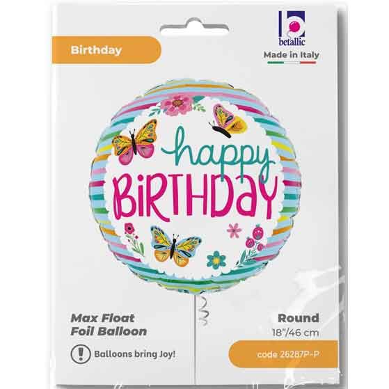 Birthday Colourful Butterflies Foil Balloon - Anilas UK