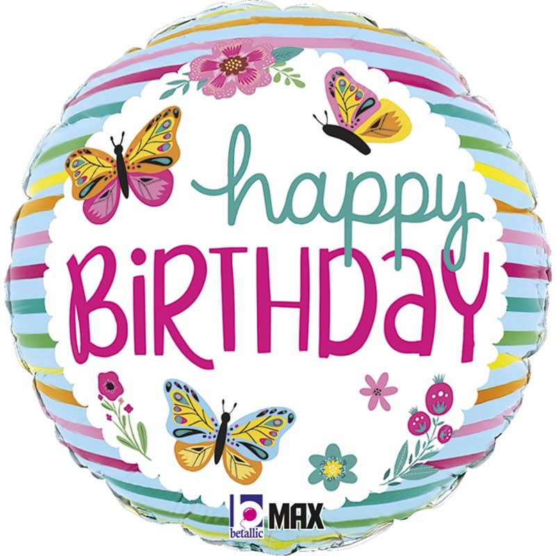 Birthday Colourful Butterflies Foil Balloon - Anilas UK
