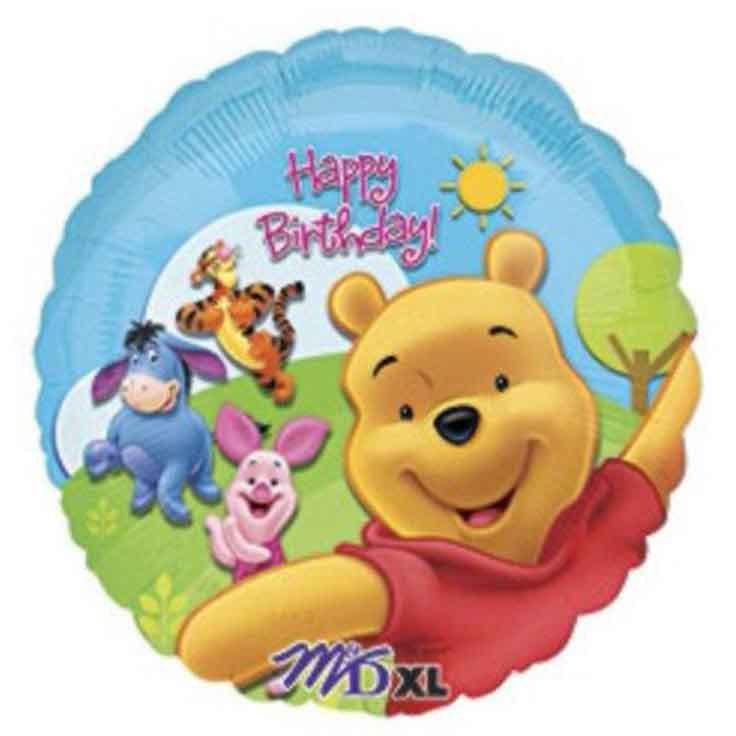 Winnie the Pooh Foil "Happy Birthday" Balloon (43cm) - Anilas UK
