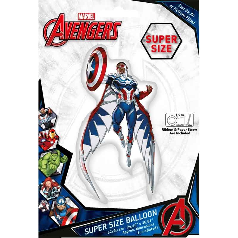 Avengers Captain America Sam Wilson Shaped Foil Balloon (62 x 93 cm) - Anilas UK