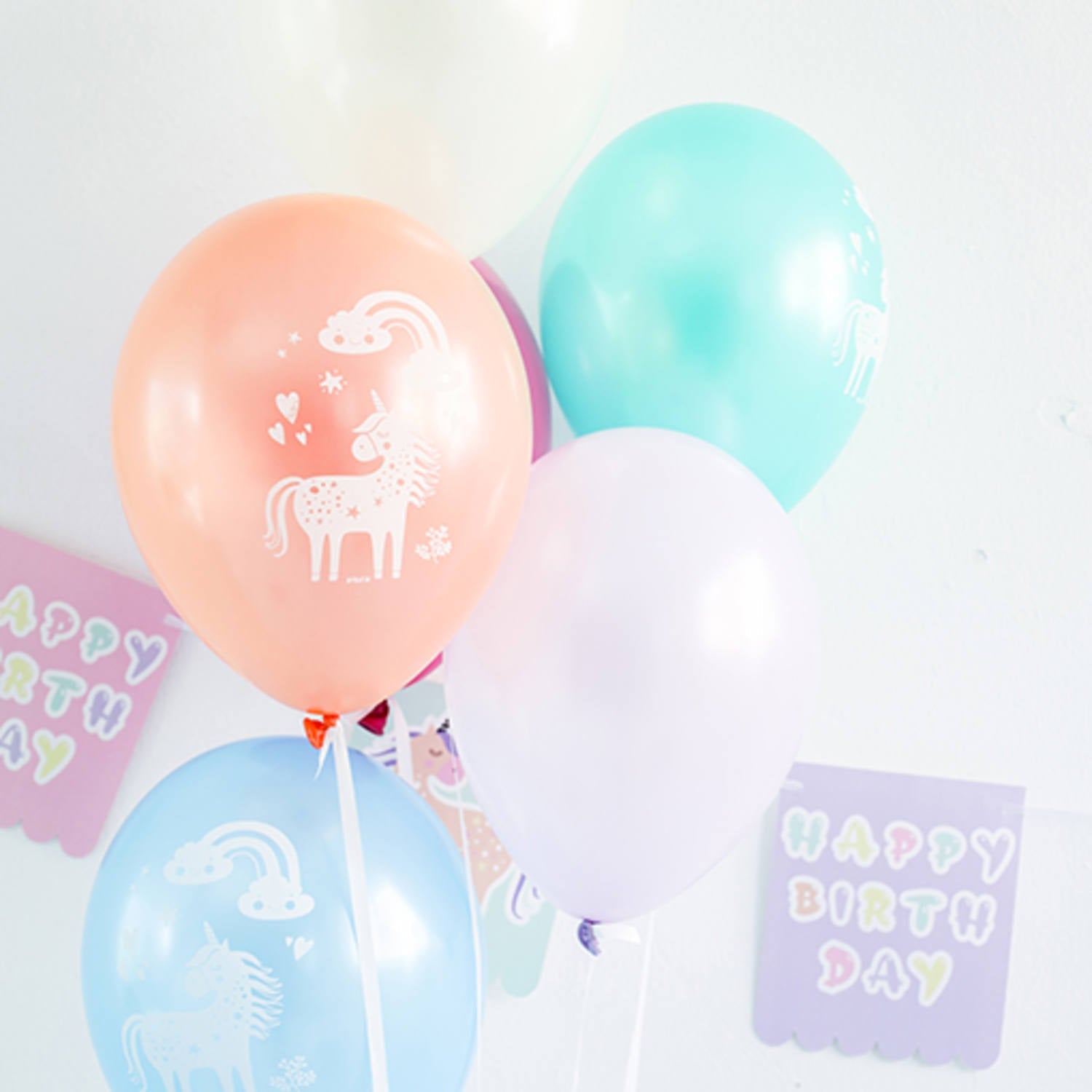Unicorns & Rainbows Latex Birthday Party Balloons - (33 cm - 6 pieces) - Anilas UK
