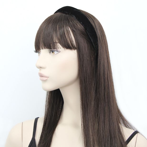 2.5cm Wide Black Velvet Slightly Padded Aliceband - Anilas UK