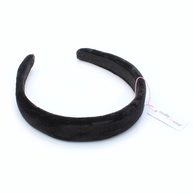 2.5cm Wide Black Velvet Slightly Padded Aliceband - Anilas UK