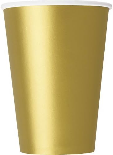 Gold Metallic Foil Big Party Paper Cups (Pack of 8) - Anilas UK