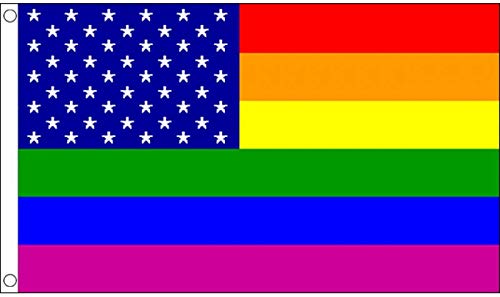 Rainbow USA Premium Quality Flag (5ft x 3ft) - Anilas UK