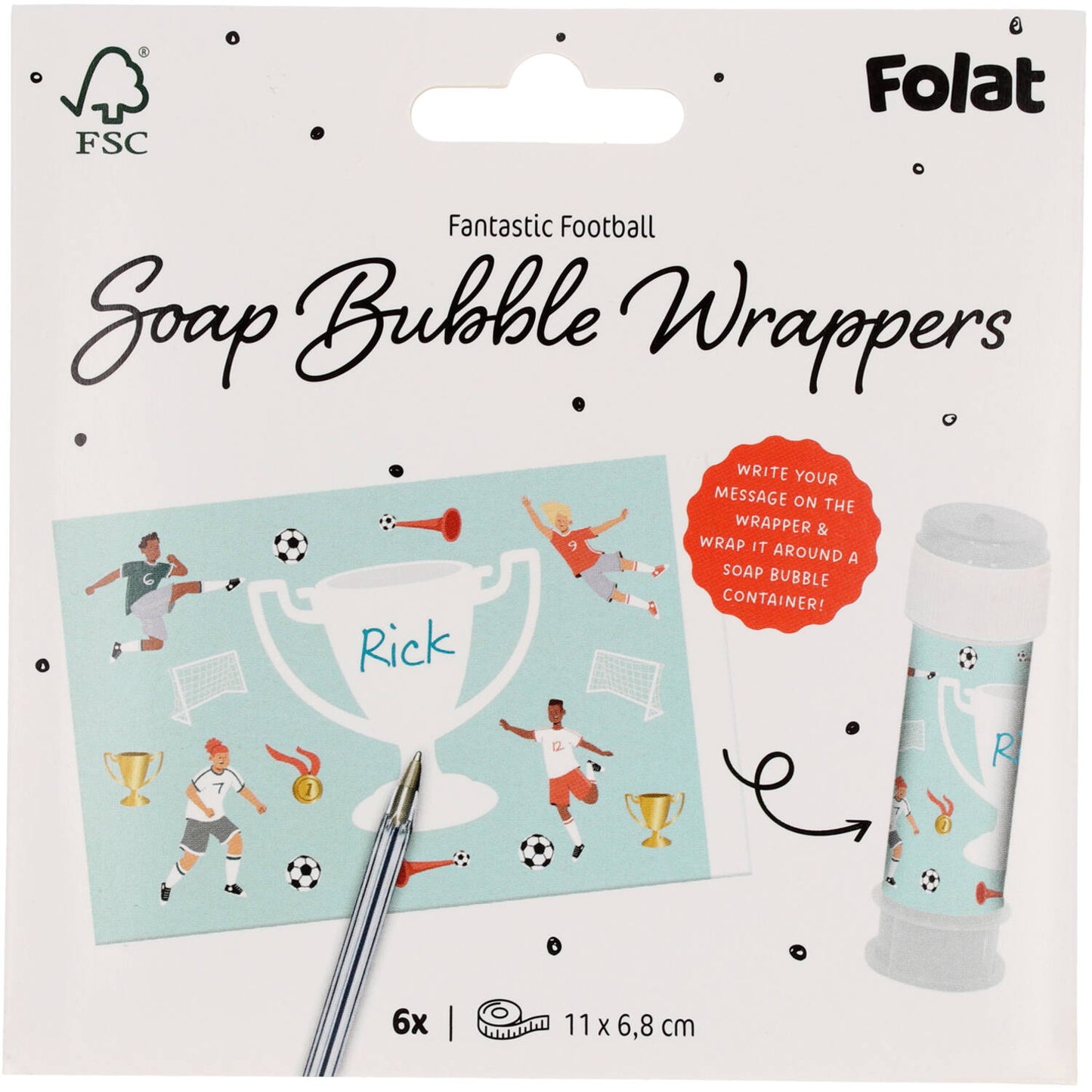 Bubbles Soap Sticker - Fantastic Football (6 pieces) - Anilas UK