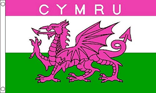 Pink Cymru Premium Quality Flag (5ft x 3ft) - Anilas UK