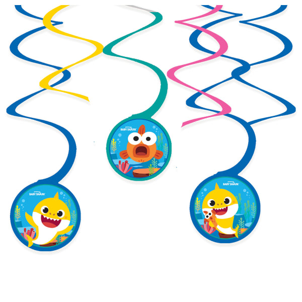 Baby Shark Swirl Birthday Party Hanging Decorations (6 pieces) - Anilas UK