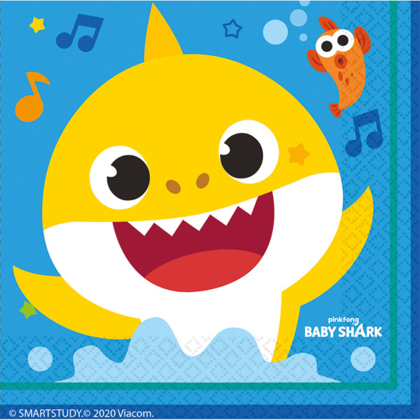 Baby Shark Napkins (Pack of 16) - Anilas UK