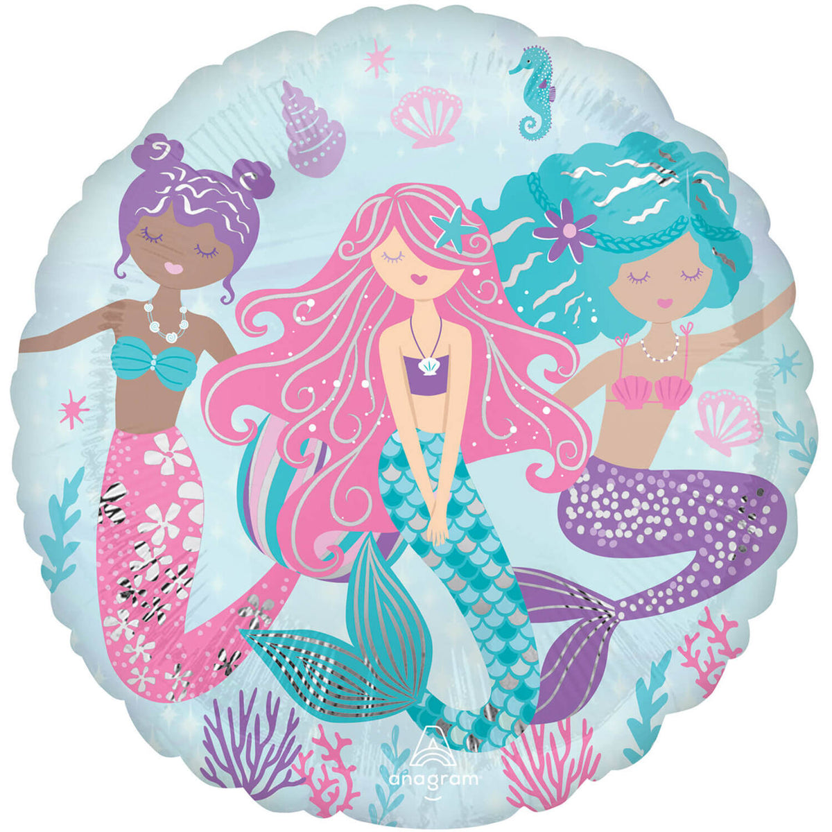 Shimmering Mermaid Foil Balloon 45 cm - Anilas UK