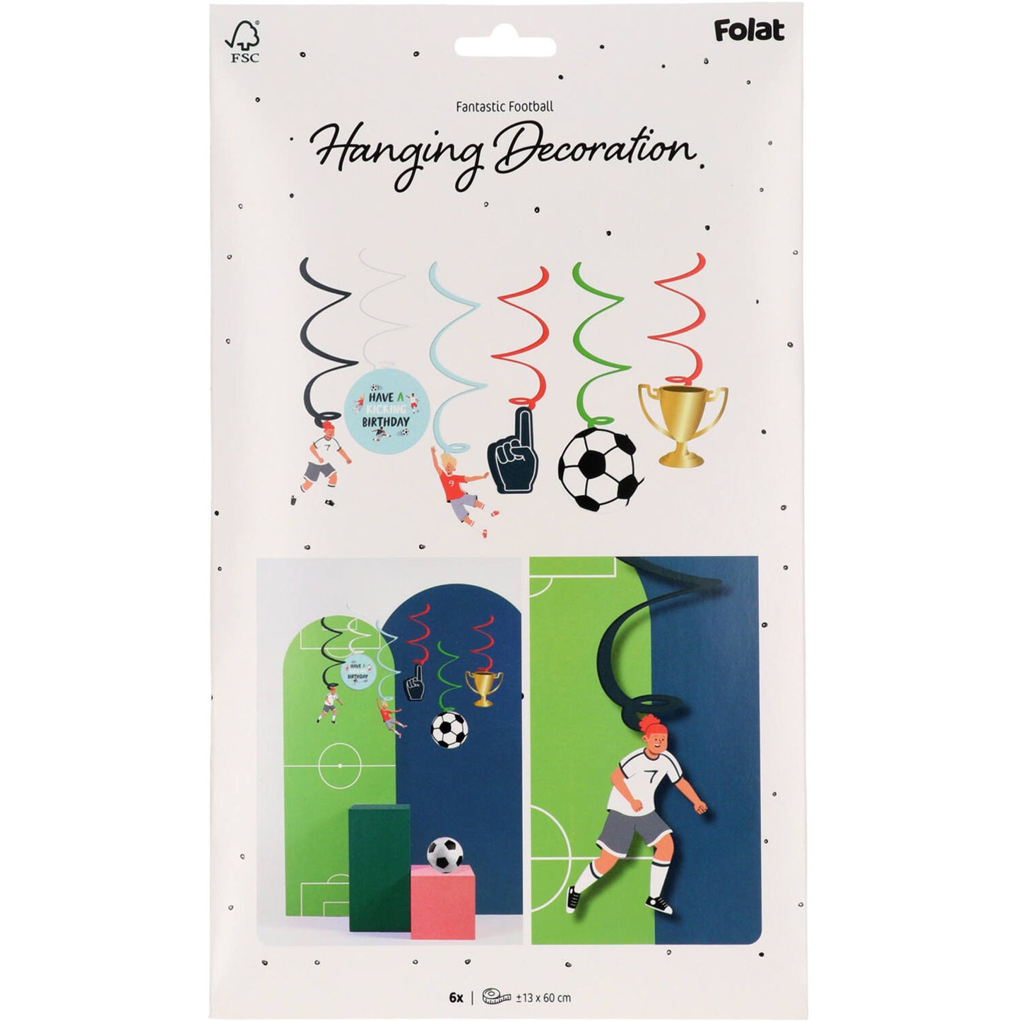 Hanging Swirl Decoration - Fantastic Football (6 pieces) - Anilas UK