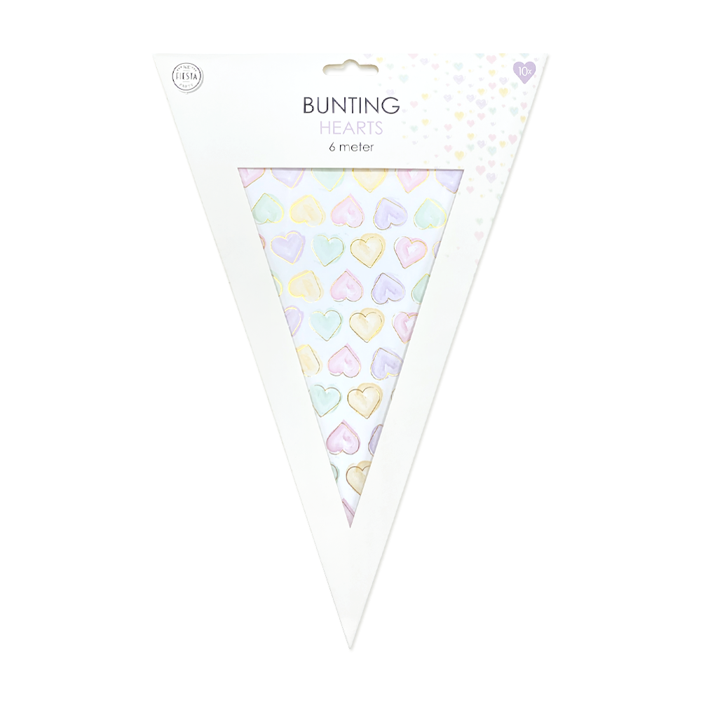 Watercolours Hearts Paper Bunting Banner, 6m