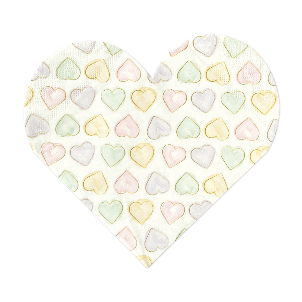 Watercolours Hearts Napkins (Pack of 20)