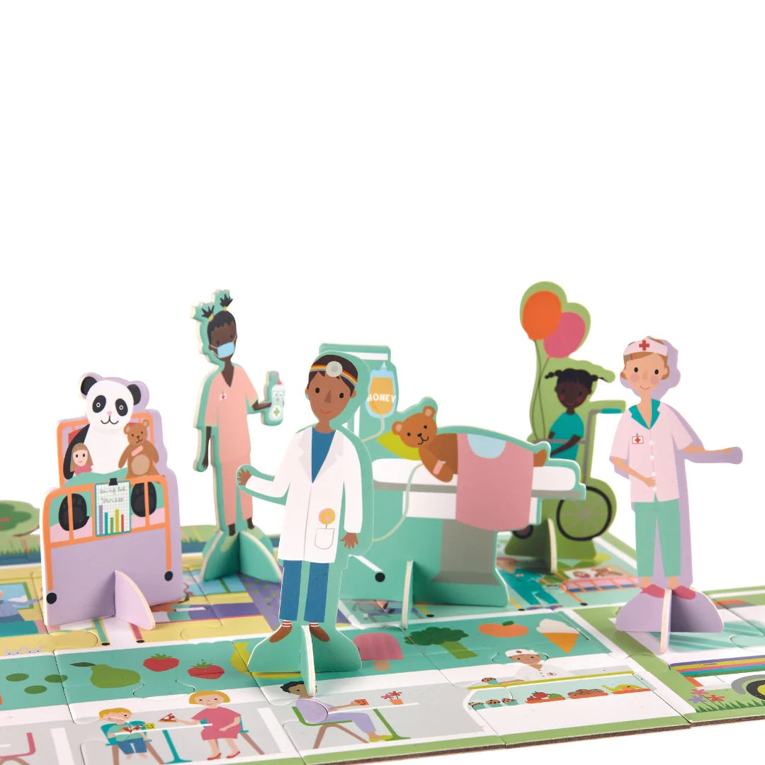 Happy Hospital 60 Piece Giant Floor Puzzle with Pop Out Pieces - Anilas UK