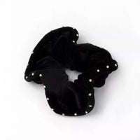 
              Large - Black Velvet Scrunchie With Diamante Crystals - Anilas UK
            