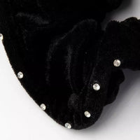 
              Large - Black Velvet Scrunchie With Diamante Crystals - Anilas UK
            