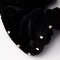Large - Black Velvet Scrunchie With Diamante Crystals - Anilas UK