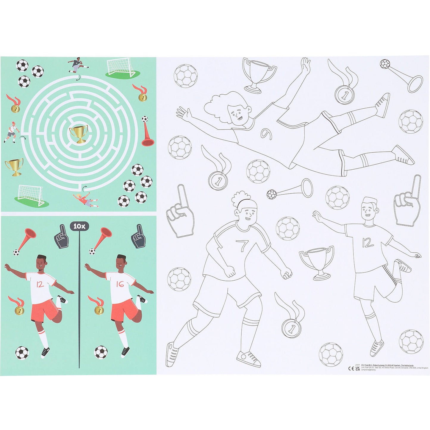 Fantastic Football - Colour It Yourself Placemat (6 pieces) - Anilas UK