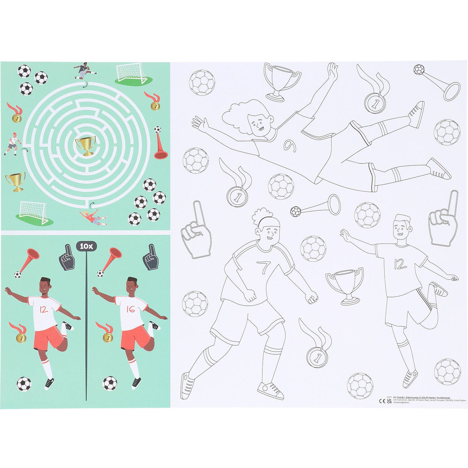 Fantastic Football - Colour It Yourself Placemat (6 pieces) - Anilas UK