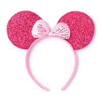 Sparkly Pink Mouse Ears with Sequin Bow Headband - Anilas UK