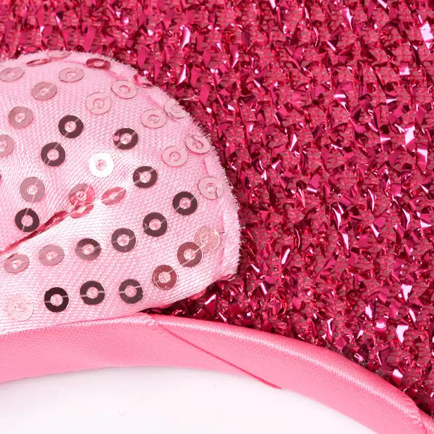 Sparkly Pink Mouse Ears with Sequin Bow Headband - Anilas UK