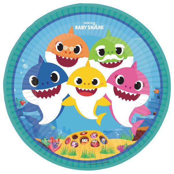 Baby Shark Paper Plates 23cm (Pack of 8) - Anilas UK