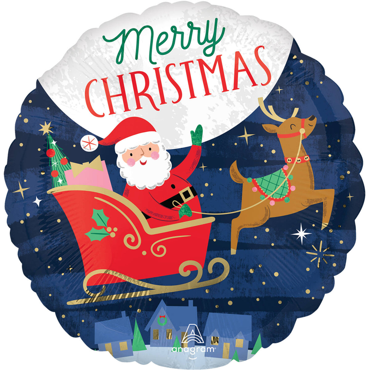 Merry Christmas Starry Night  Foil Balloon 45 cm