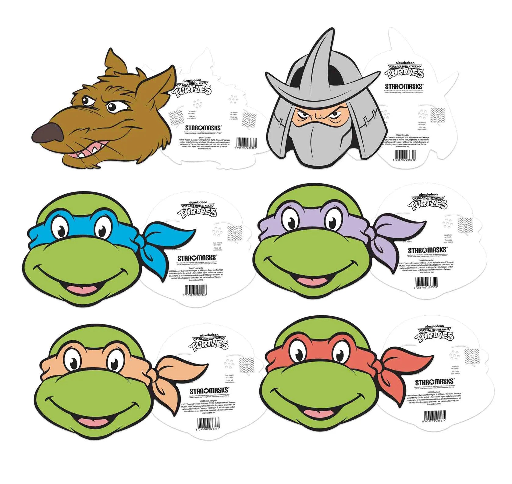 Teenage Mutant Ninja Turtles Party Masks (pack of 6) - Anilas UK
