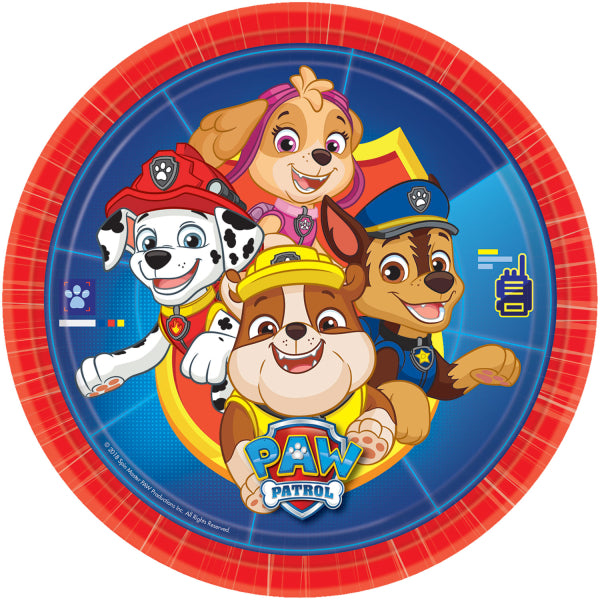 Paw Patrol Plates 23cm (Red & Blue - Pack of 8) - Anilas UK