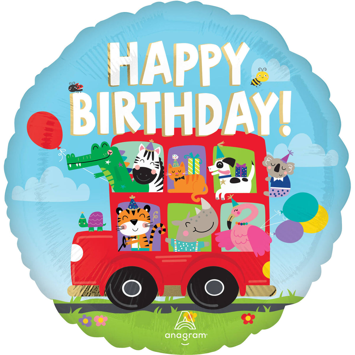 Party Bus "HAPPY BIRTHDAY" Foil Balloon 45 cm