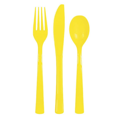 18pc Assorted Neon Yellow Cutlery - Anilas UK